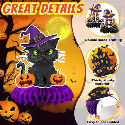 12-Piece Halloween Honeycomb Centerpieces, Witches, Pumpkins & Ghost Table Decor