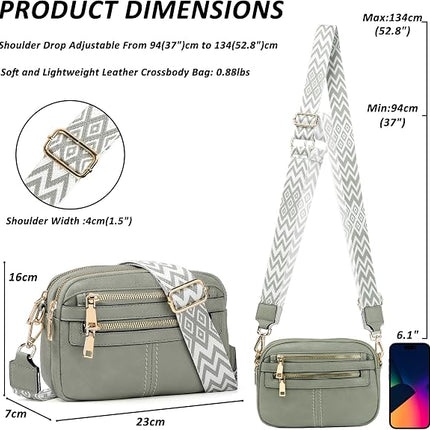 6-Pocket Crossbody Bag for Women, Vegan Leather Shoulder Purse, Travel Handbag