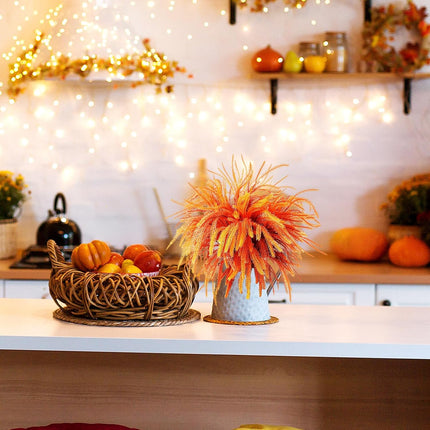 6pcs Fall Foliage Stems 21", Artificial Pine Branches for Vase & Thanksgiving Decor