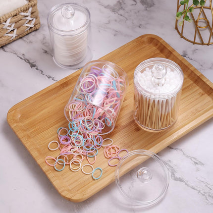 4 Pack Qtip Holder Dispensers, Clear Plastic Bathroom Storage Jars with Lids