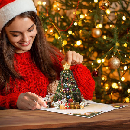3D Pop-Up Christmas Cards with Music & Lights, Handmade Christmas Tree Greeting Card