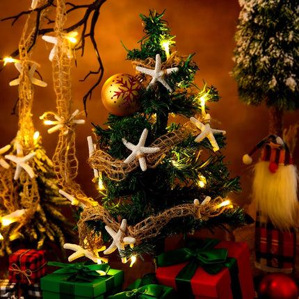 Christmas Starfish Garland with LED Lights | Ocean Beach Coastal Xmas Decor