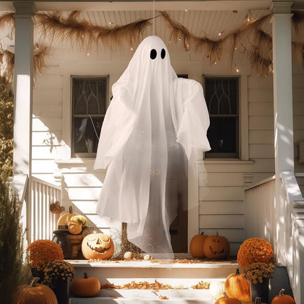 47in Light-Up Hanging Ghost with Purple LED, Timer, Waterproof Indoor Outdoor Decor