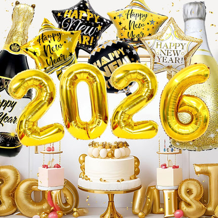 2026 NYE Party Decorations – 11-Piece Gold New Year Balloons Set