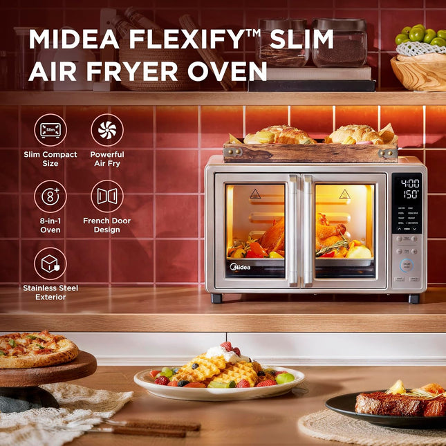 Flexify Slim Air Fryer Toaster Oven 8-in-1 Compact Countertop 25 Quart