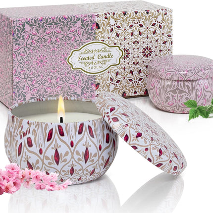 2 Pack Scented Candles 2.5 oz Cherry & Vanilla Natural Mini Stress Relief