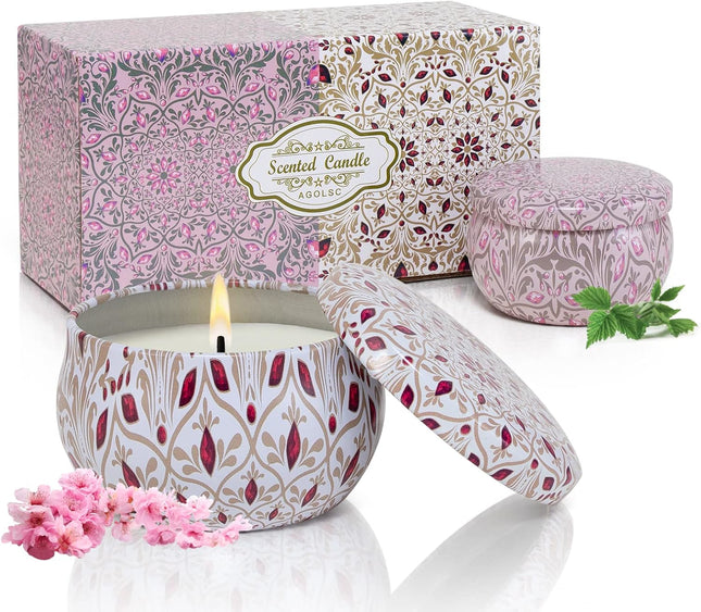 2 Pack Scented Candles 2.5 oz Cherry & Vanilla Natural Mini Stress Relief