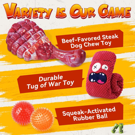 6-Pack Heavy Duty Dog Chew Toys for Aggressive Chewers, Medium & Large Dogs
