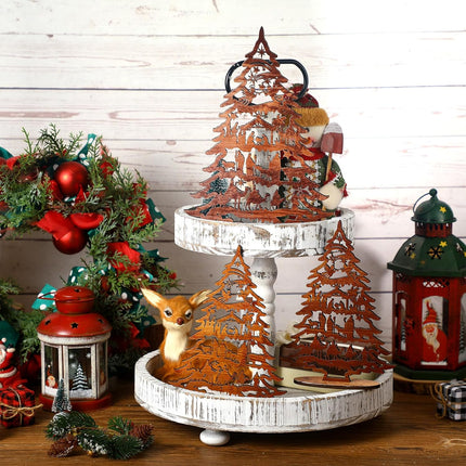 3PCS Christmas Nativity Scene – Rustic Wooden Jesus Set for Table & Tiered Decor