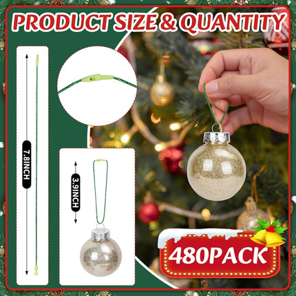 480PCS Christmas Ornament Hooks – Green Snap Hangers for Easy Tree Decorating