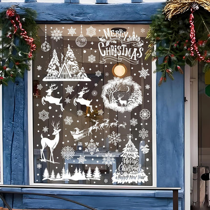 9PCS Snowflake Christmas Window Clings, White Decals for Festive Window Decor