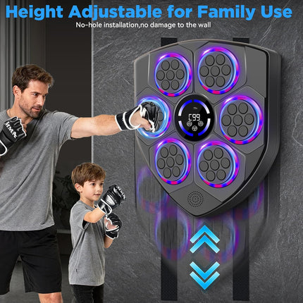 Music Boxing Machine Wall Mounted LED Trainer with Gloves for Home Gym Workout