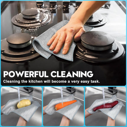 12PCS 3-Layer Non Scratch Wire Dishcloths Multipurpose Cleaning Rags