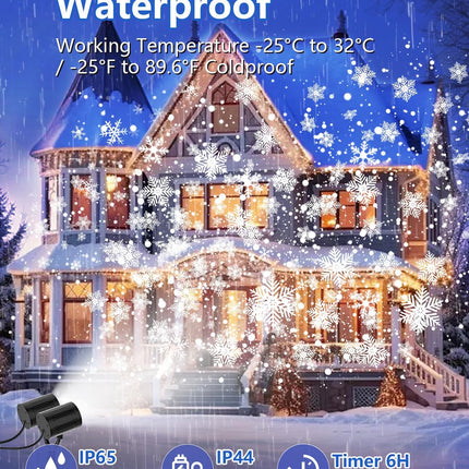 Christmas Projector Lights Outdoor – 2025 Upgrade, Double Head, IP65, Timer
