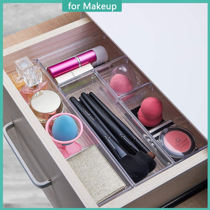 6-Pack Clear Acrylic Drawer Organizers – Storage Trays for Makeup & Jewelry