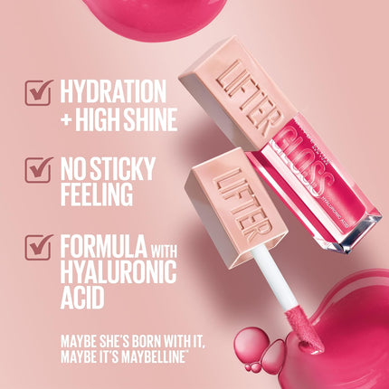 Lifter Gloss Hydrating Lip Gloss with Hyaluronic Acid, Ice Pink Neutral, 0.18oz