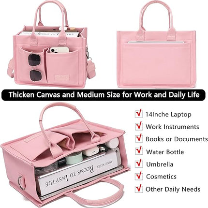 Women’s Canvas Tote Bag with Crossbody Strap Large Work Handbag