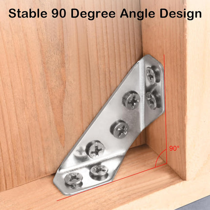 12-Pack Stainless Steel Furniture Corner Brackets with Screws, Heavy Duty