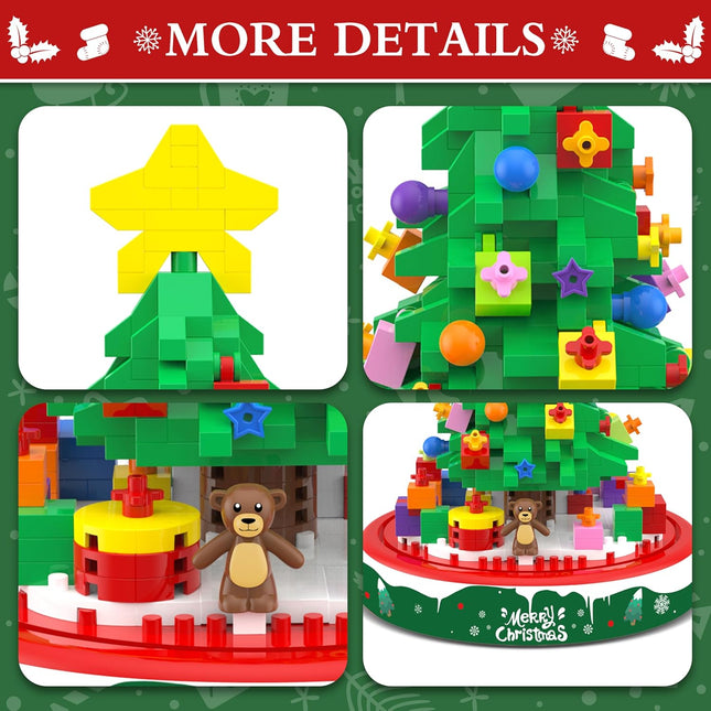 Christmas Tree Building Blocks Kit – 543PCS Tabletop Tree with Lights