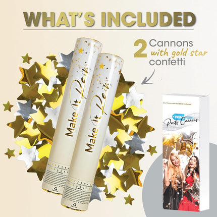 2 PCS Gold Star Confetti Cannon Poppers NYE 2026 Party Celebration