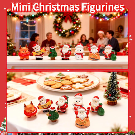 7pcs Mini Christmas Figurines – Santa, Snowman & Reindeer for DIY Decor