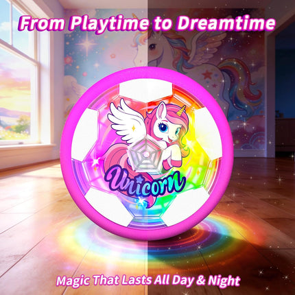 Unicorn Hover Soccer Ball – LED Air Floating Toy for Girls Ages 3–12