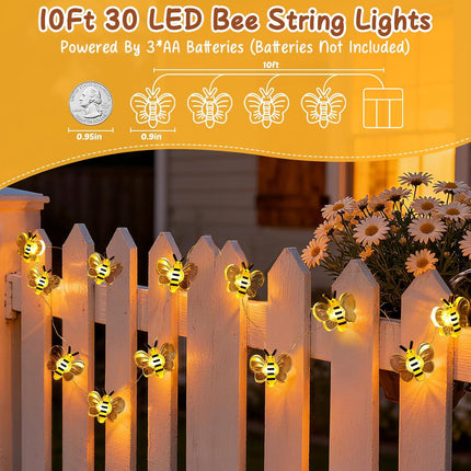 Bee Fairy Lights 10ft 30 LED – Cozy Room Decor for Teens, Girls, Boys & Dorms