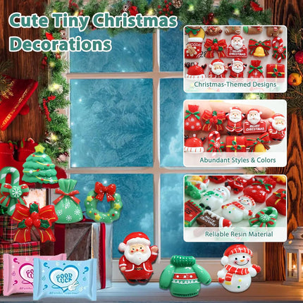 50 PCS Mini Christmas Resin Figurines Blind Bags Mystery Figures for Crafts