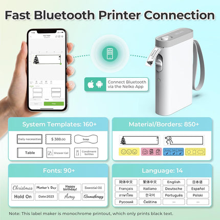 Wireless Bluetooth Label Printer with Tape – Mini Label Maker for Home & Office