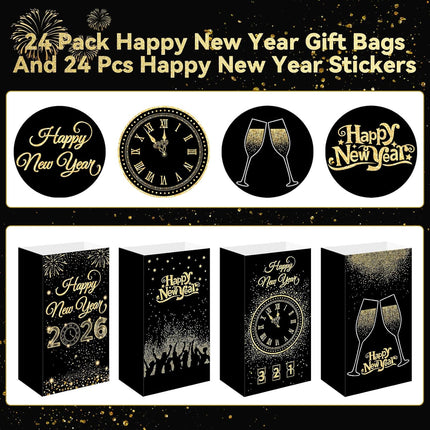24-Piece New Year Eve Gift Bags – With Happy New Year Stickers 2026