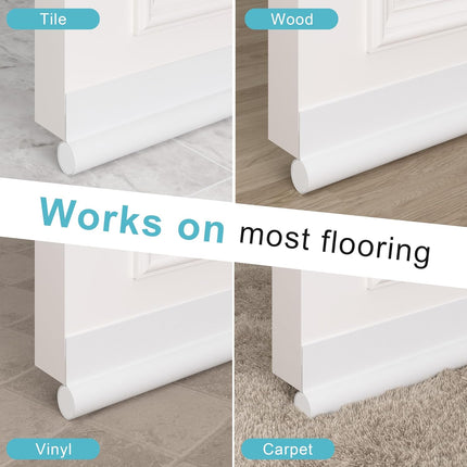 Door Draft Blocker Bottom Seal Cuttable Under Door Insulation Soundproof White