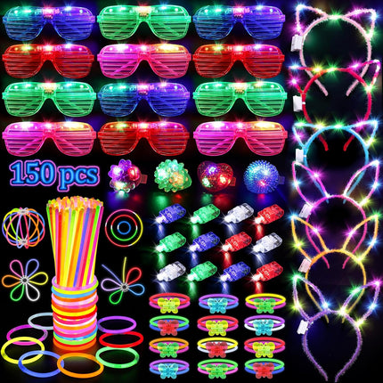 150PCS Glow in the Dark Party Supplies for Kids & Adults, Glow Sticks & Accessories
