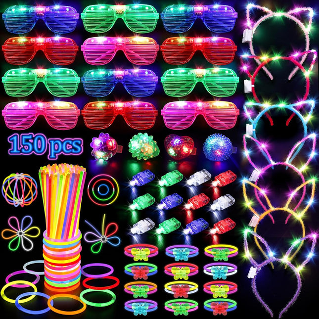 150PCS Glow in the Dark Party Supplies for Kids & Adults, Glow Sticks & Accessories