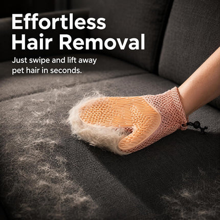 Pet Hair Remover Glove for Dogs Cats 2-in-1 Grooming Bath Brush Pink Washable