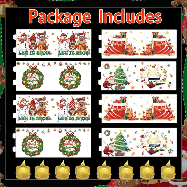 Merry Christmas Table Centerpiece – 8 PCS Candle Shade Covers for Home
