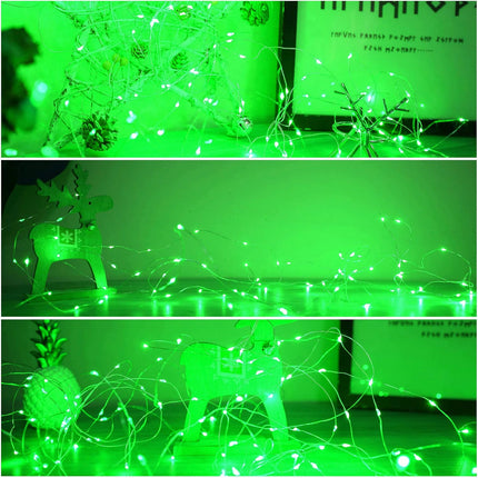 2 Pack Green Christmas Fairy String Lights 33FT 100 LED Battery Operated