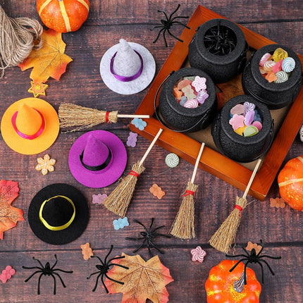 37-Piece Mini Witch Hat, Candy Cauldron & Broom Halloween Craft Table Decor Set