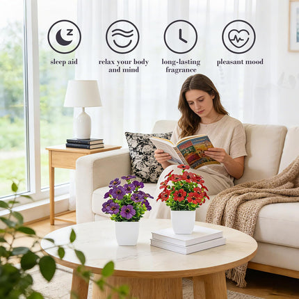 4-Pack Artificial Flowers with Fragrance Tablets – Desk, Bathroom & Bedroom Decor