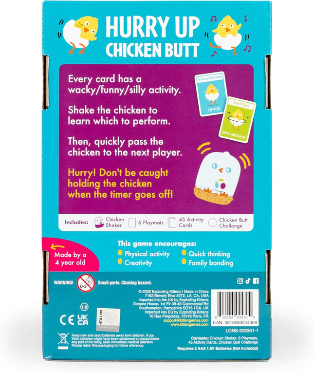 Kittens Hurry Up Chicken Butt, Quick 2-Minute Card Game for Kids 4+