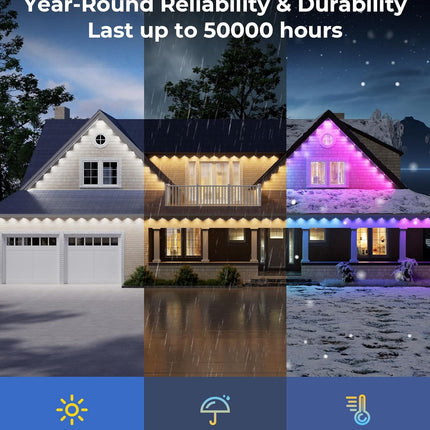 100ft Smart RGBWW Permanent Outdoor Lights Pro, 79 Modes, Alexa, IP67, White