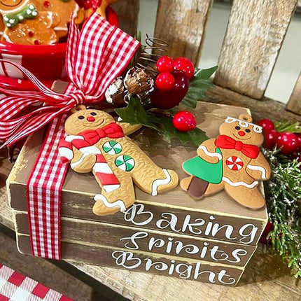 12PCS Gingerbread Man Ornaments – 3" Christmas Tree Hanging Decorations