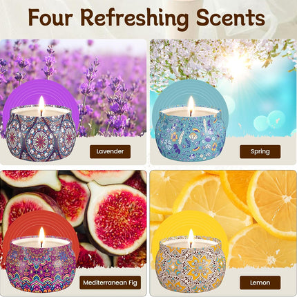4 Pack Soy Wax Candles – Long-Lasting 120H, Ideal Birthday Gift