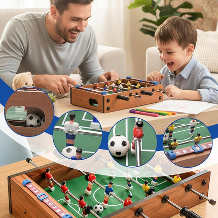 Mini Foosball Table Soccer Game, Wooden Tabletop Football Set with Balls
