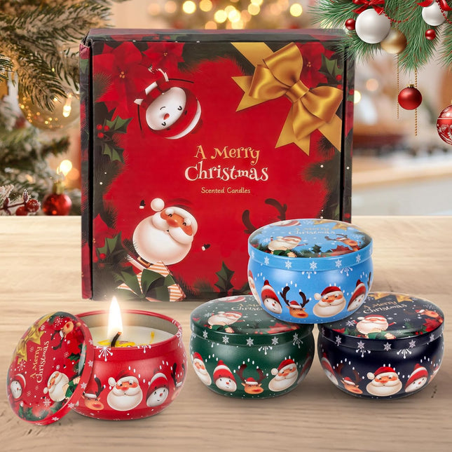 4PCS Christmas Scented Candles for Women Soy Wax Aromatherapy Gift Set