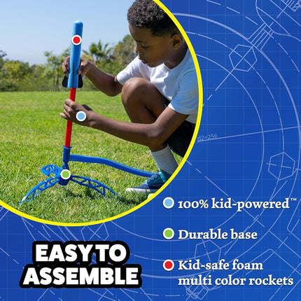 Kids Rocket Launcher Set with 8 Foam Rockets STEM Outdoor Toy Ages 3+