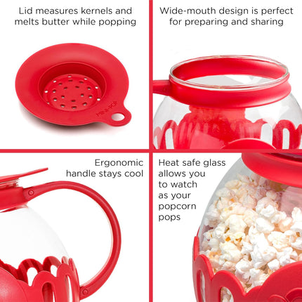 Micro-Pop Microwave Popcorn Popper – 3-Quart, BPA-Free, Dishwasher Safe, Red
