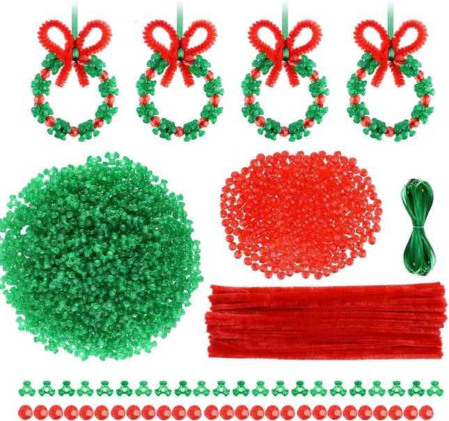 1162 PCS Christmas Beaded Ornament Kit DIY Candy Cane Wreath Crafts