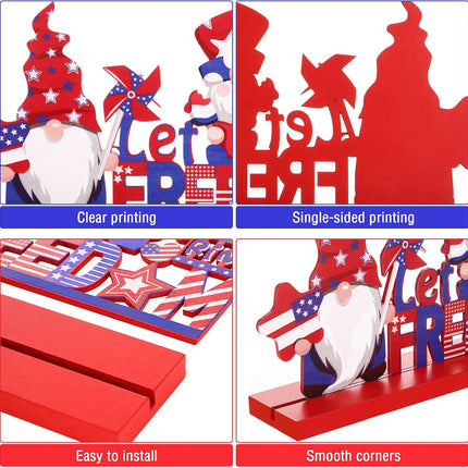 4 Pcs Patriotic Gnome Wooden Table Centerpieces 4th of July Home Decor