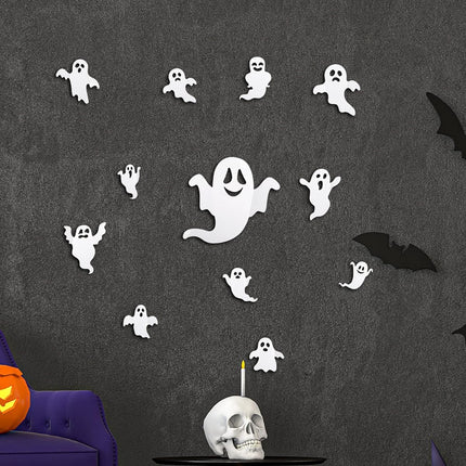 25-Piece Halloween Ghost & Bat Wall Stickers, BOO 3D Window Decals for Home Decor