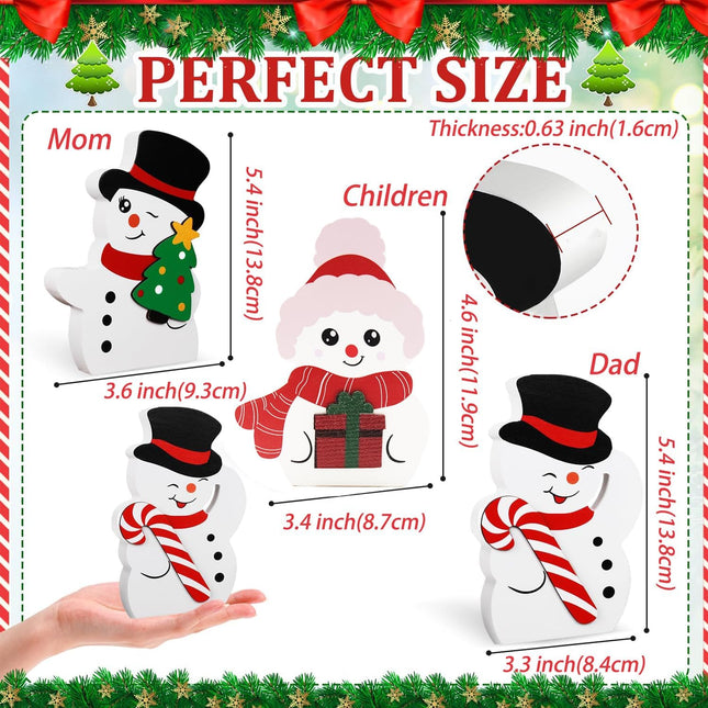 3 PCS Cute Wooden Snowman Decorations – Christmas Decor for Tiered Trays & Tabletop Displays